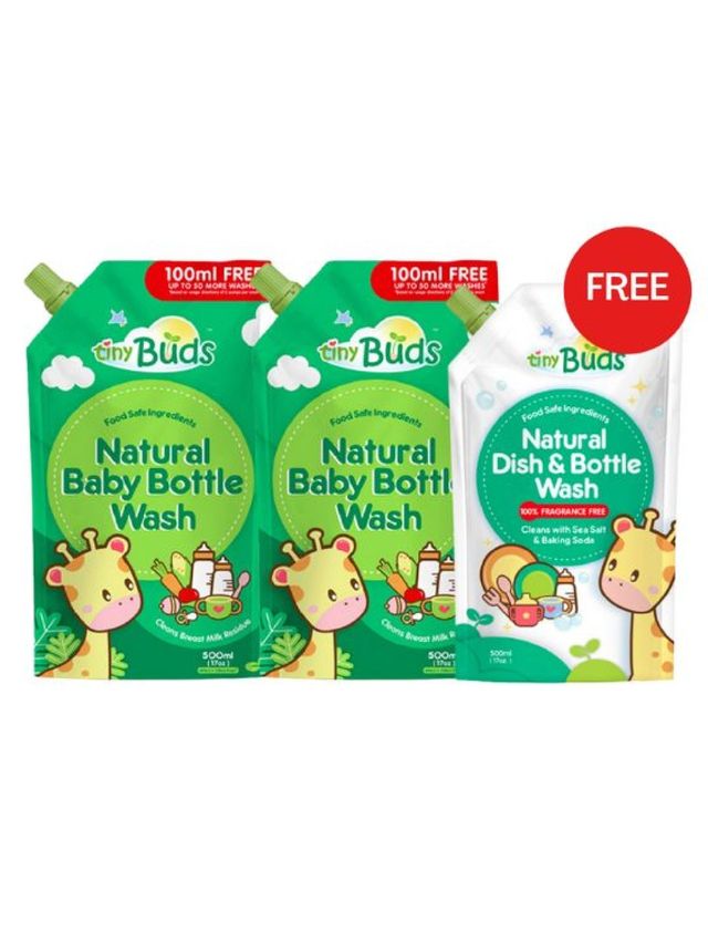 Tiny Buds Baby Bottle Wash Refill (600ml) x 2 + FR edamama